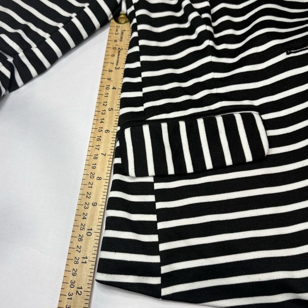 MONTEAU Size M Stripe Blazer Jacket Black White Hot Pink Lined Button Stretch - Picture 6 of 8